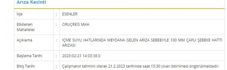 İstanbul'da 8 ilçede su kesintisi