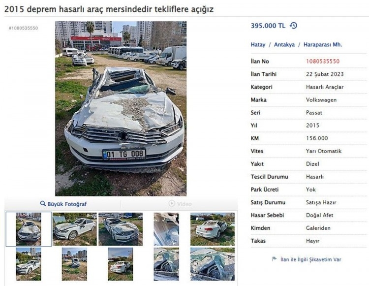 'Deprem hasarlı' araçlar satışa çıkarıldı