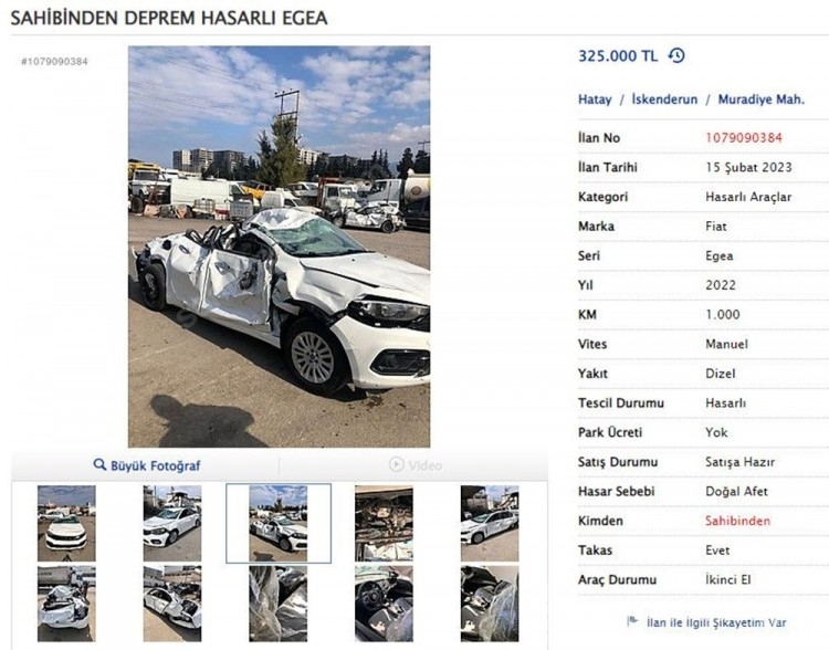 'Deprem hasarlı' araçlar satışa çıkarıldı