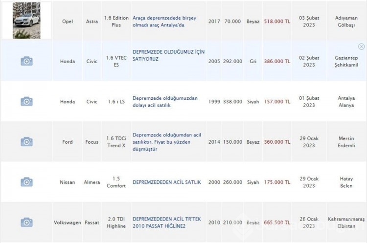 'Deprem hasarlı' araçlar satışa çıkarıldı