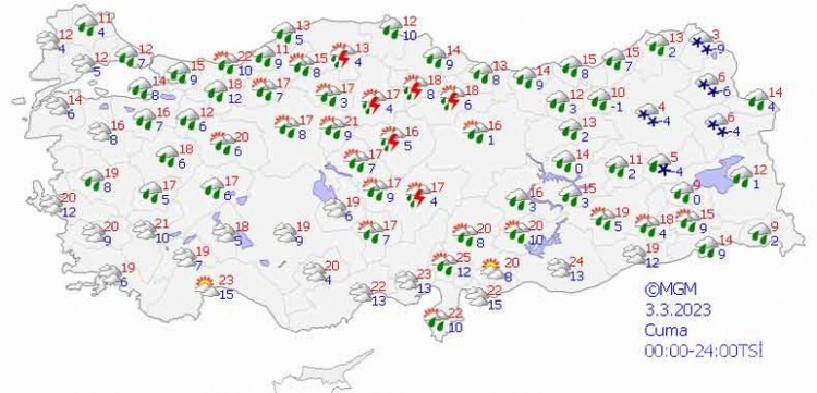 Birçok ile çamur ve gök gürültülü sağanak uyarısı