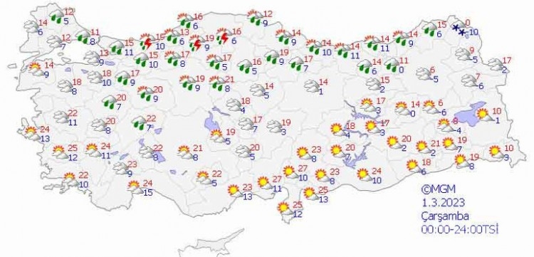 Birçok ile çamur ve gök gürültülü sağanak uyarısı