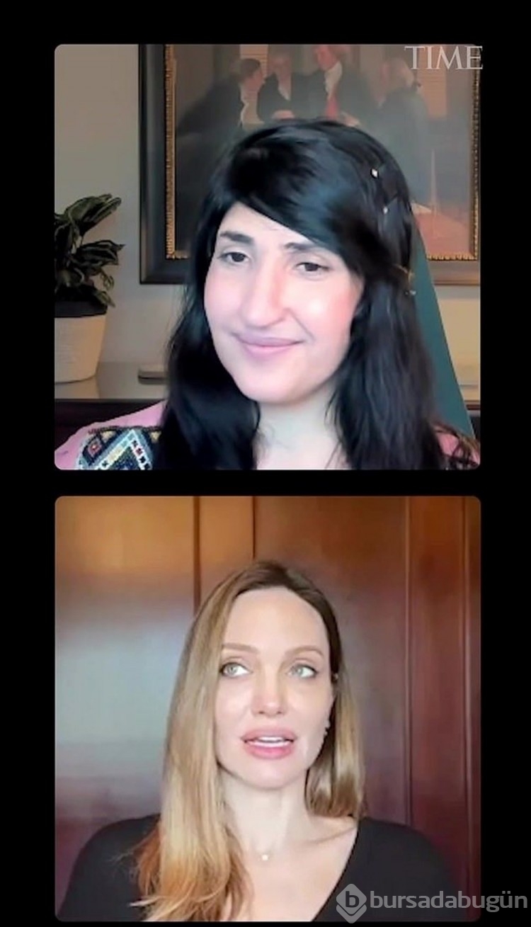 Angelina Jolie burnu kesilen Bibi Aisha ile konuştu