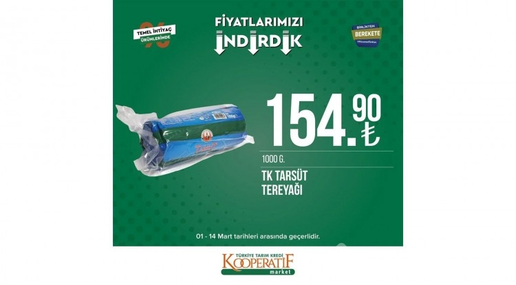 Tarım Kredi Kooperatif Market'te dev indirim!