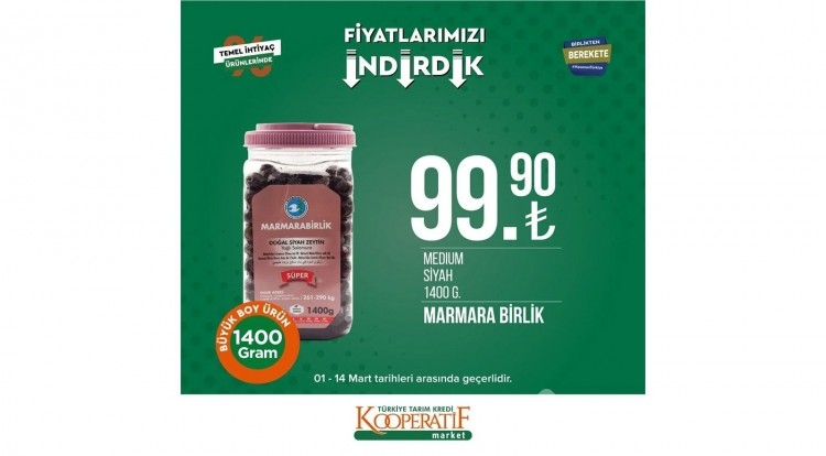 Tarım Kredi Kooperatif Market'te dev indirim!