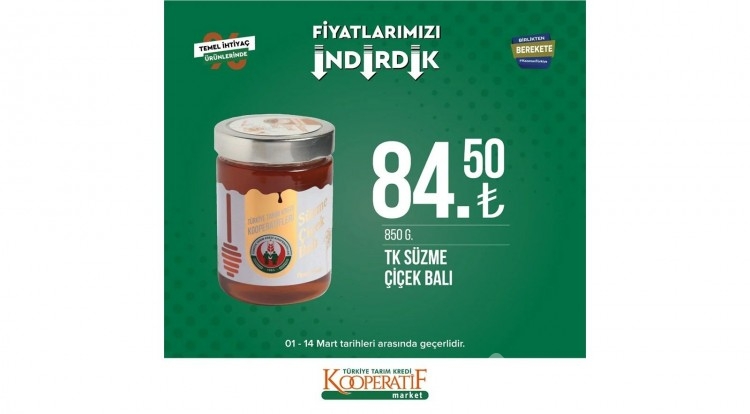 Tarım Kredi Kooperatif Market'te dev indirim!