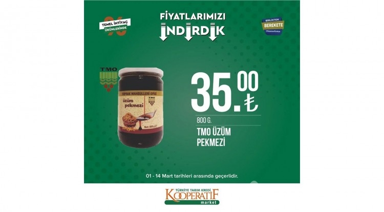 Tarım Kredi Kooperatif Market'te dev indirim!