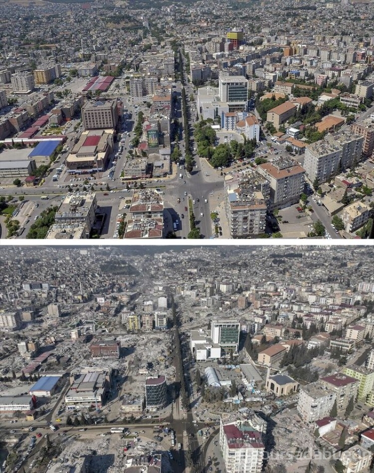 Kahramanmaraş'ta deprem öncesi ve sonrası fotoğraflar yıkımı gözler önüne serdi