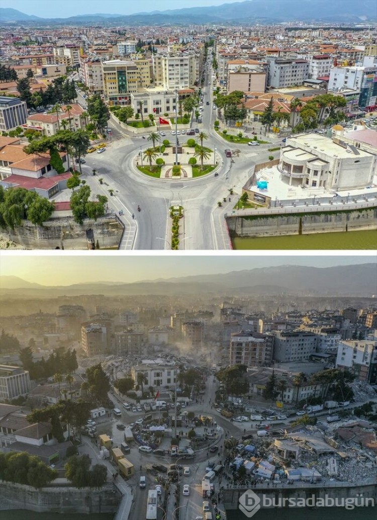 Kahramanmaraş'ta deprem öncesi ve sonrası fotoğraflar yıkımı gözler önüne serdi