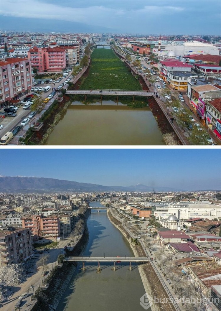 Kahramanmaraş'ta deprem öncesi ve sonrası fotoğraflar yıkımı gözler önüne serdi