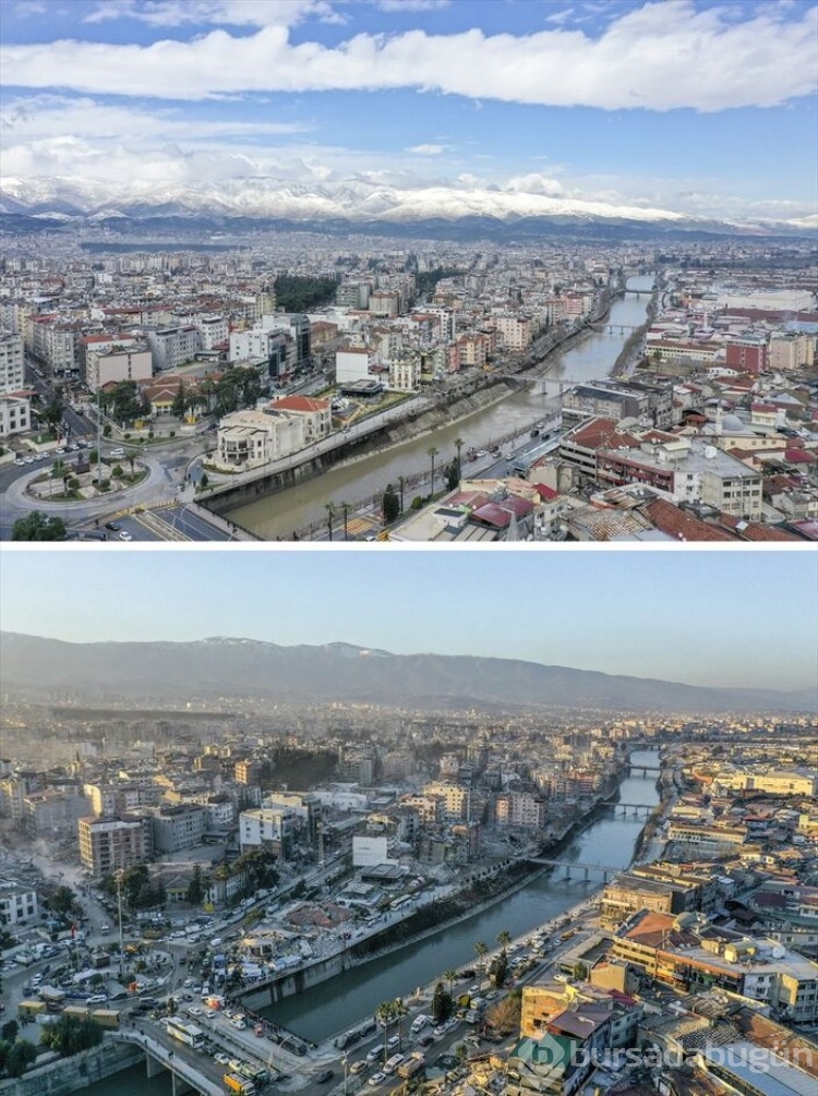 Kahramanmaraş'ta deprem öncesi ve sonrası fotoğraflar yıkımı gözler önüne serdi