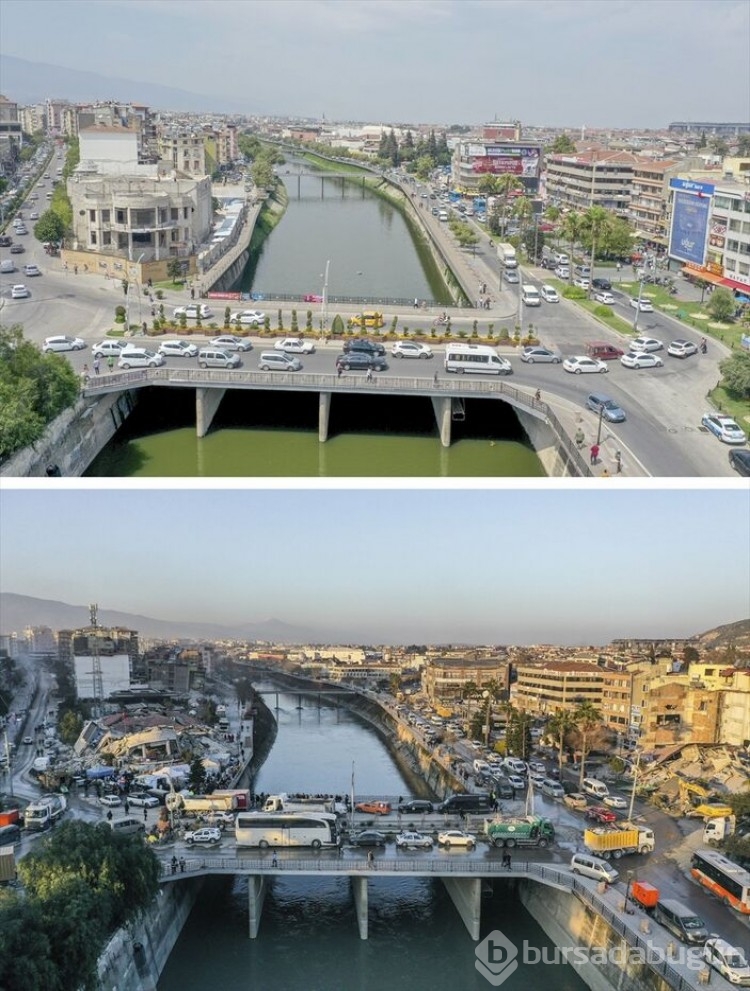 Kahramanmaraş'ta deprem öncesi ve sonrası fotoğraflar yıkımı gözler önüne serdi