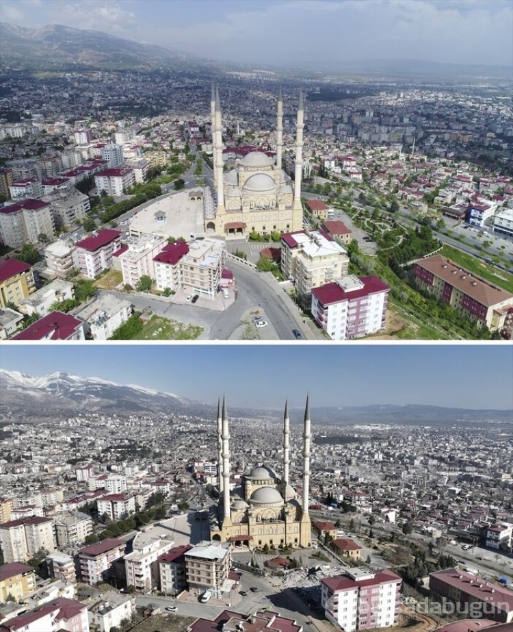 Kahramanmaraş'ta deprem öncesi ve sonrası fotoğraflar yıkımı gözler önüne serdi