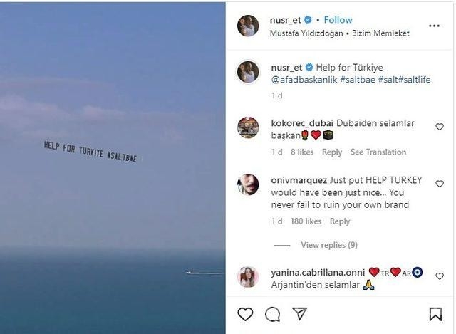 Nusret'ten 'Türkiye'ye yardım' çağrısı geldi