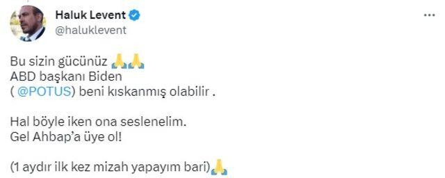 Haluk Levent ABD Başkanı Biden'a çağrıda bulundu