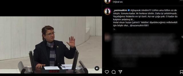 Yeşim Salkım "Ağlayarak izledim" diyerek paylaştı