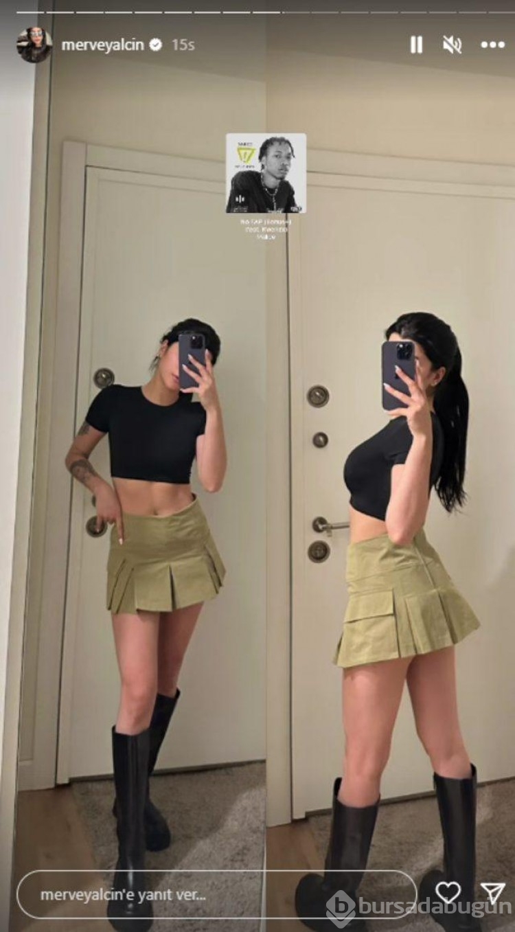 TikTok fenomeni Merve Yalçın minisiyle poz verdi! 