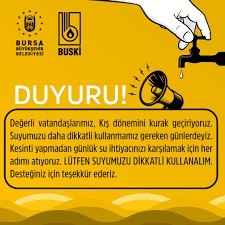Bursa için BUSKİ'den tasarruf çağrısı
