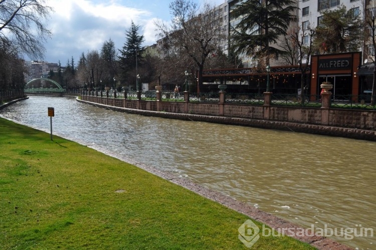 Eskişehir'de Porsuk Çayı'nın rengi kahverengiye döndü
