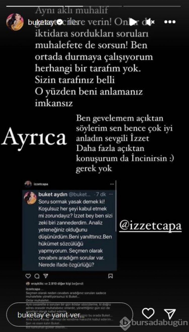 Buket Aydın İzzet Çapa'ya tepki gösterdi!
