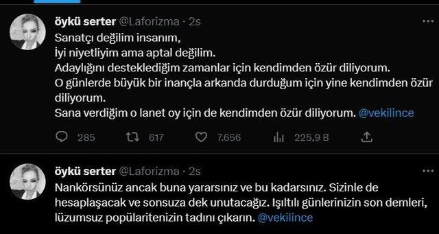 Öykü Serter Muharrem İnce'ye tepki gösterdi