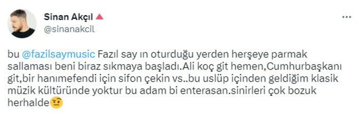 Sinan Akçıl Fazıl Say'a ateş püskürdü