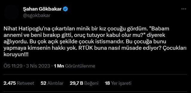 Komedyen Şahan Gökbakar RTÜK'e tepki gösterdi