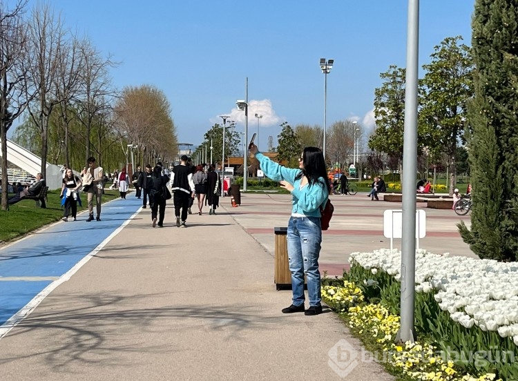 Bursalılar güneşli havanın tadını işte böyle çıkardı 
