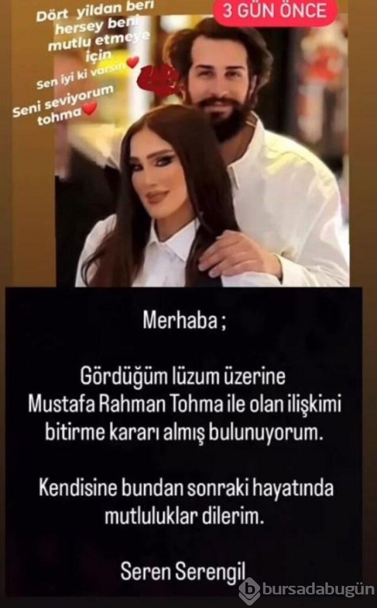 Seren Serengil ve Mustafa Rahman Tohma ayrıldı