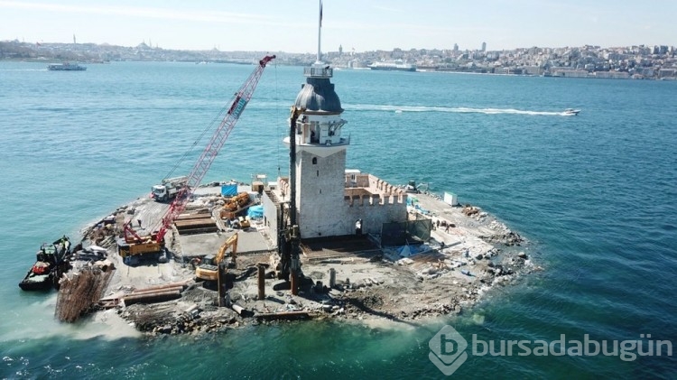 Kız Kulesi'nin son hali havadan görüntülendi