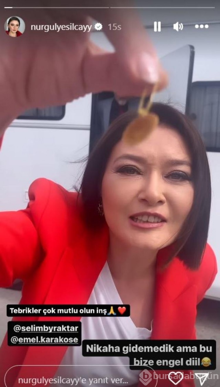 Selim Bayraktar'ın düğününe gidemeyen Nurgül Yeşilçay altınını sette taktı!