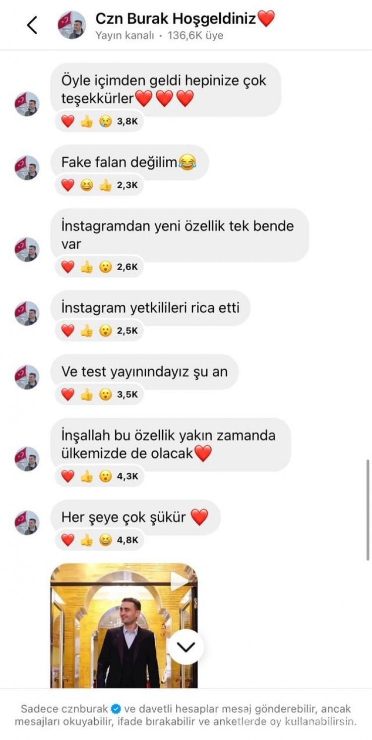 CZN Burak Instagram'da sadece kendinde olan özelliği paylaştı!