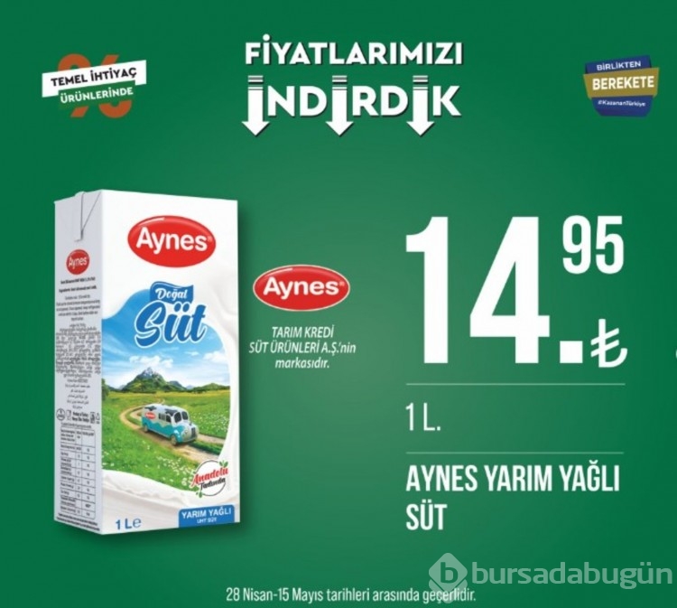 Tarım Kredi Marketleri indirimli ürünler yayında