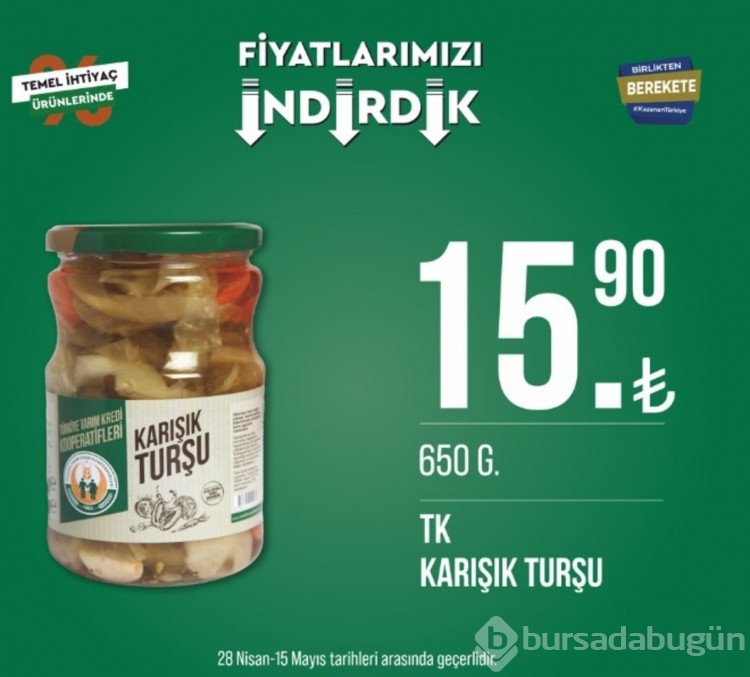 Tarım Kredi Marketleri indirimli ürünler yayında