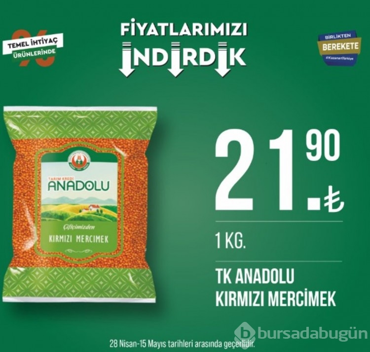 Tarım Kredi Marketleri indirimli ürünler yayında