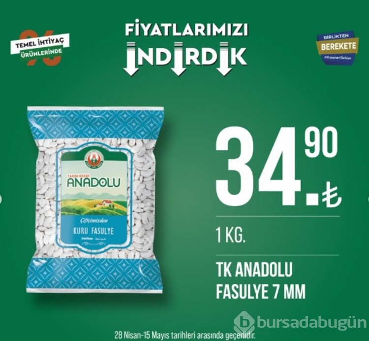 Tarım Kredi Marketleri indirimli ürünler yayında