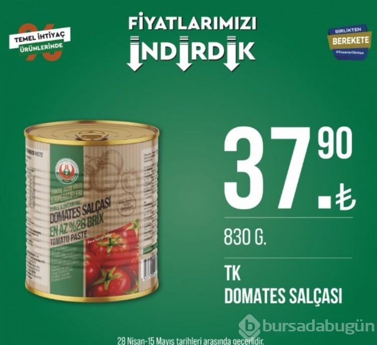 Tarım Kredi Marketleri indirimli ürünler yayında