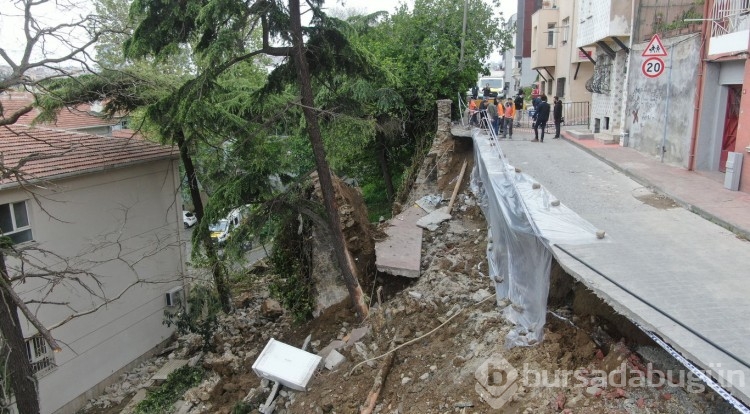 İstinat duvarı okulun bahçesine çöktü
