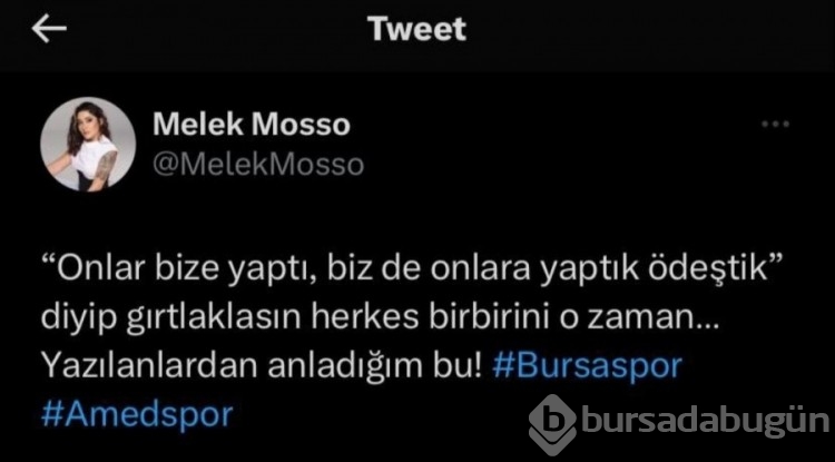 Bursaspor taraftarı Melek Mosso'ya çağrıda bulundu