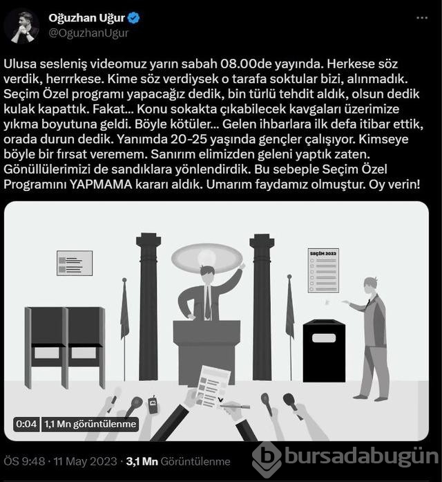 Oğuzhan Uğur'dan flaş karar! 'Seçim Özel' yayını iptal