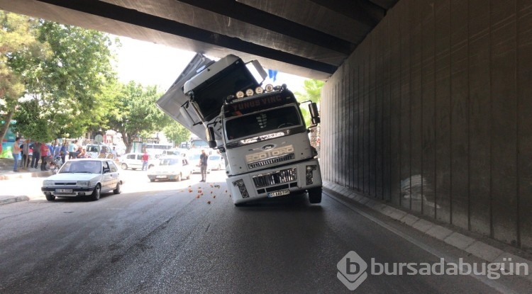 Kasadaki kamyonla köprüye çarptı