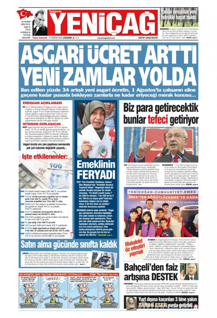 Gazete manşetlerinde yeni asgari ücret 