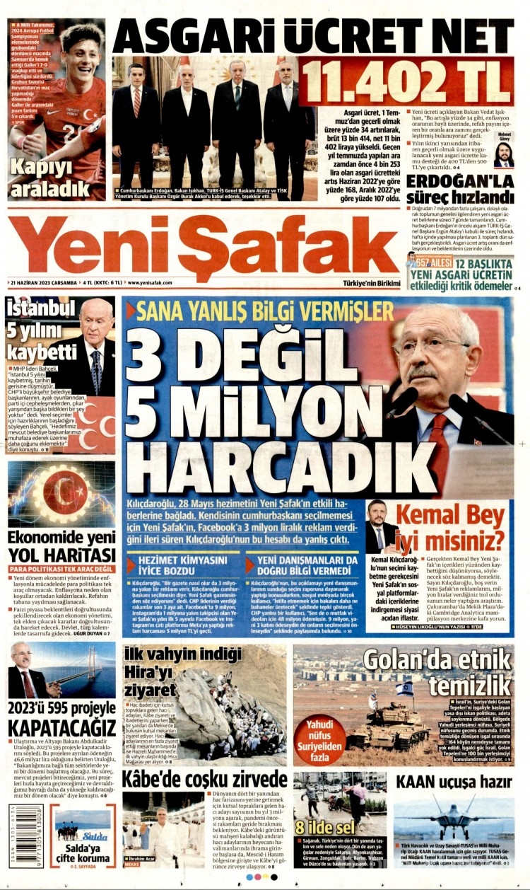 Gazete manşetlerinde yeni asgari ücret 