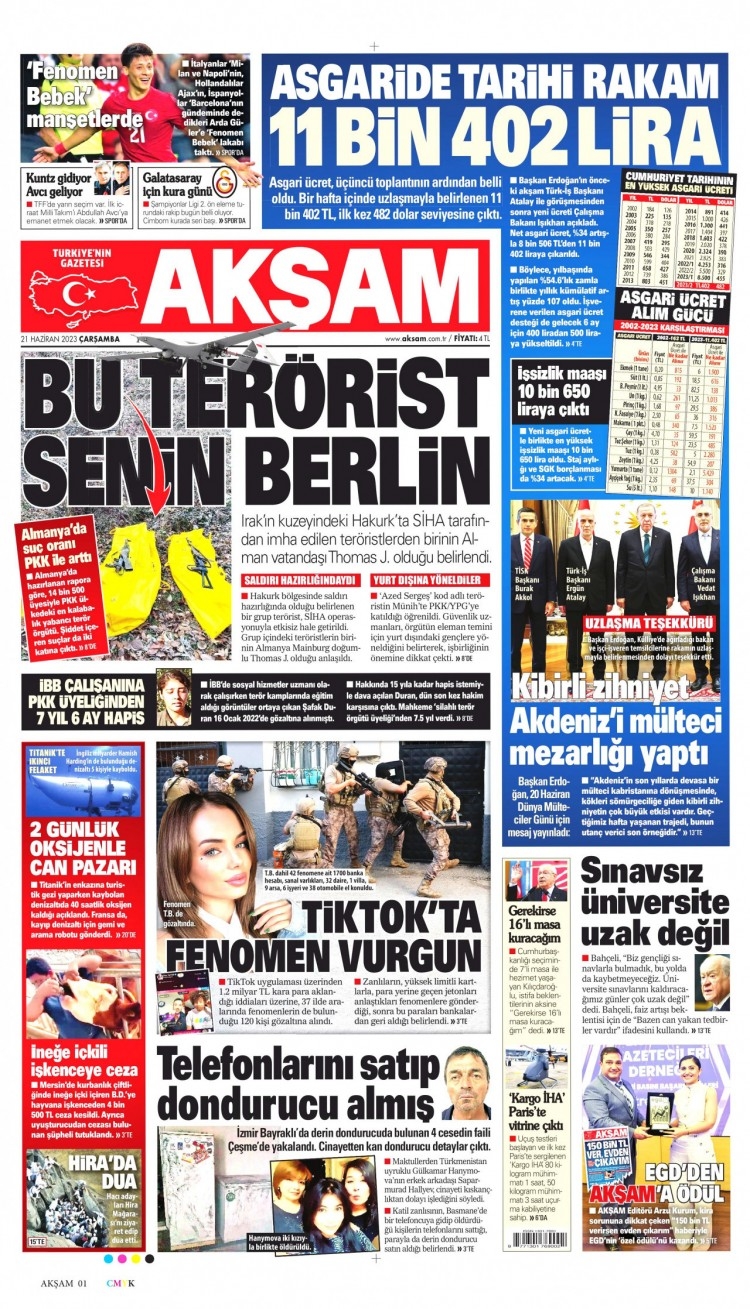 Gazete manşetlerinde yeni asgari ücret 