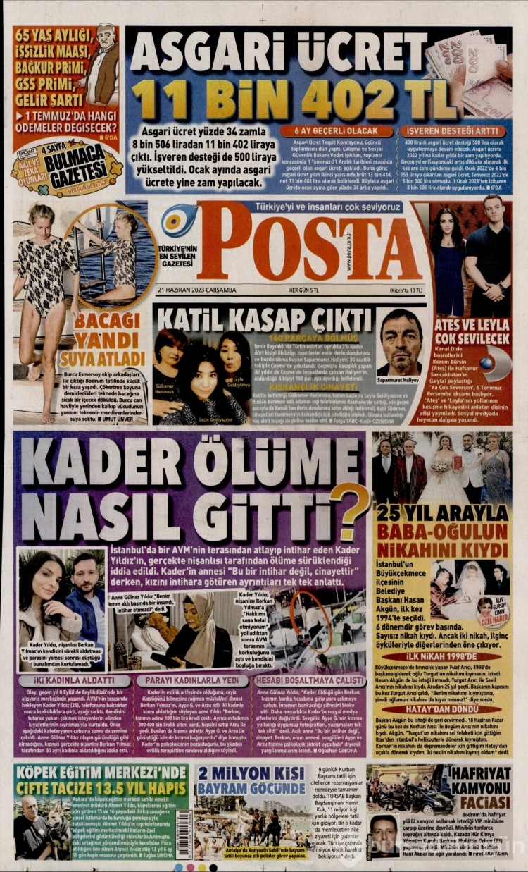 Gazete manşetlerinde yeni asgari ücret 