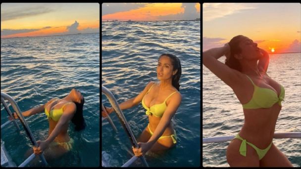 Salma Hayek'in bikinili pozları nefesleri kesti