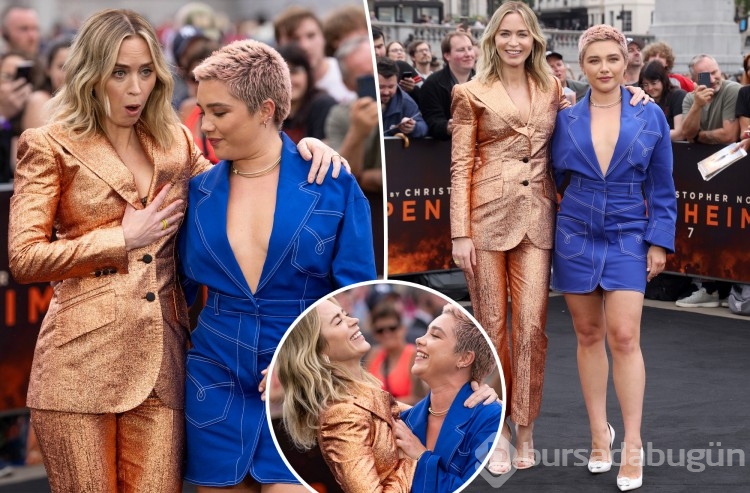 Florence Pugh, Emily Blunt'ı 'Oppenheimer' kırmızı halısında dekolte kazasından son anda kurtardı