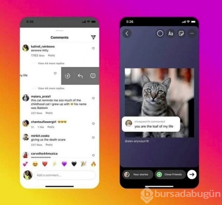Instagram'da yorumlar hikayeye eklenebilecek