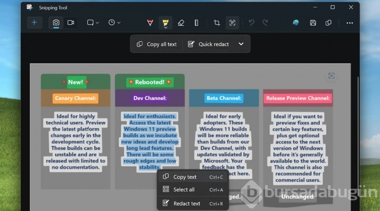 Windows 11'e Ekran Görüntüsünden Metin Kopyalama Özelliği Geliyor (Bir Sürpriz Daha Var)