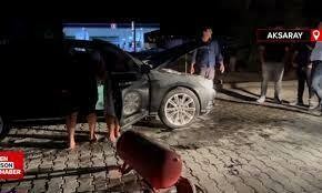 Aksaray'da otomobil seyir halindeyken motor bölümü yandı!
